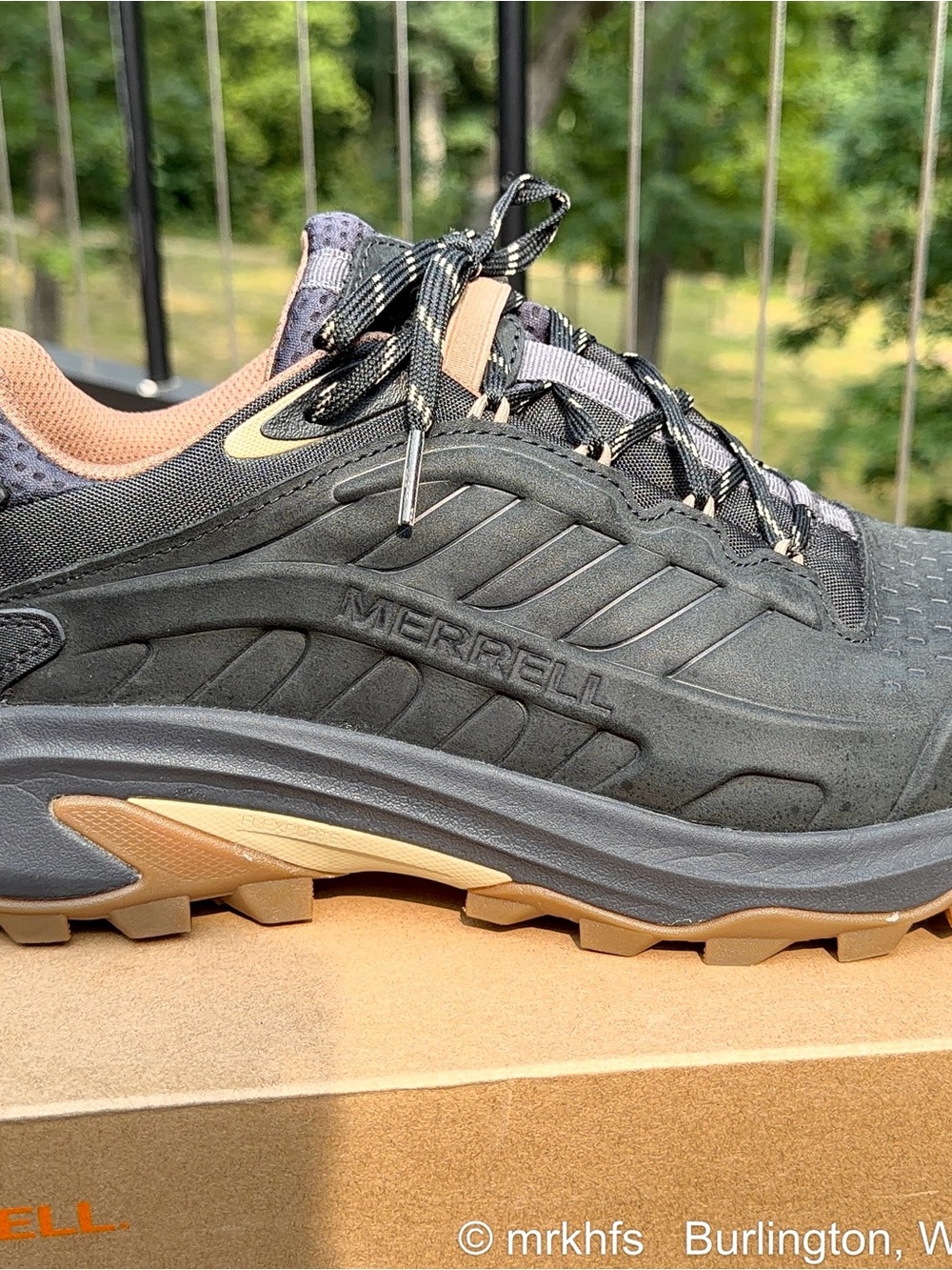 Merrell Men's Black and Tan Trail Runner Hiking Shoes - Picture 5 of 10
